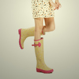 外贸出口日本韩国女士高档时尚高筒雨靴印花橡胶软底雨鞋套鞋爆款