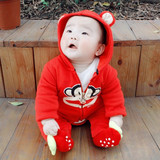 婴儿满月衣服猴年宝宝红色连体衣春秋冬季外出爬服百天新生儿哈衣