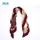 ALA专柜正品 撞色造型格子桑蚕丝100%真丝丝巾 高级大方巾 丝巾
