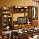 现代中式客厅家具 橡木实木电视柜组合柜装饰柜 背景墙组合厅柜