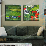 【兔兔艺象】克里姆特印象派2拼客厅纯手绘油画无框画装饰画原创