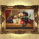 手绘欧式餐厅油画客厅有框装饰画壁画玄关卧室横古典静物水果单幅