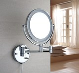 壁挂超薄带led灯双面美容镜子浴室化妆镜放大8寸伸缩镜