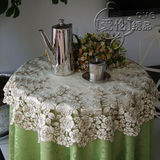 外贸田园欧式布艺刺绣餐桌布台布桌垫圆桌布镂空盖巾《香槟玫瑰》