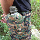 户外旅游野营军迷装备腰挂塑料水瓶运动水杯子旅行水壶铝饭盒套装