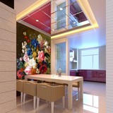鑫雅家居 欧式油画玫瑰花卉客厅玄关背景墙大型壁画壁纸墙纸定制