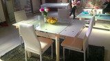 一桌四六椅 简约组合伸缩钢化玻璃餐桌椅 方桌吃饭桌子现代折叠桌