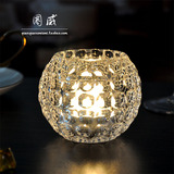 冰球形烛台 欧式简约水晶玻璃风灯 餐厅婚庆道具装饰生日礼物蜡烛