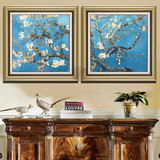 梵高世界名画杏花装饰画客厅玄关书房壁画欧式复古挂画美式有框画