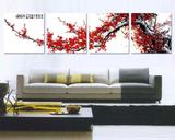 客厅现代四联画装饰画 中国风国画红梅花无框画 沙发背景墙壁挂画