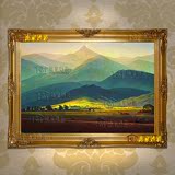 DL929有框纯手绘油画欧式古典风景巨人山别墅客厅壁炉玄关装饰画