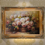 欧式客厅餐厅壁炉房间玄关挂画装饰画古典花卉牡丹手绘油画DL868