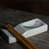 手绘幽兰系列 筷子汤勺两用陶瓷 瓷枕 筷托 筷枕 筷架 勺托汤枕架