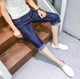 【天天特价】夏季牛仔短裤男士七分裤潮流修身款弹力休闲裤男直筒