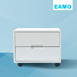 EAMO 现代简约密度板木制两抽屉万向轮可移动卧室通用收纳床头柜