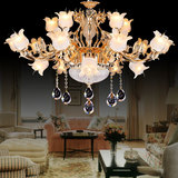 欧式锌合金水晶吊灯客厅卧室时尚个性创意餐厅LED田园花朵水晶灯