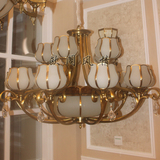 全铜欧式客厅灯纯铜双层水晶吊灯复式楼梯别墅大厅美式简约装饰灯