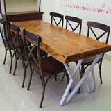 铁艺美式复古实木桌椅组合餐桌餐厅桌椅休闲桌会议桌电脑桌酒