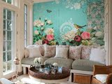 金典墙纸*美式乡村花鸟图欧式电视背景墙大型壁画-卧室客厅壁纸