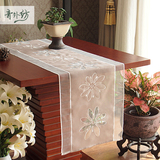 外贸 欧式 新中式 古典 双层刺绣 田园 花朵 桌旗 桌布 茶几盖布