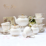 包邮欧式茶具咖啡杯套装陶瓷描金英式下午茶茶具套装花茶茶具套装