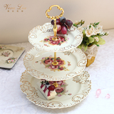 薇拉莉娅 欧式陶瓷三层水果点心盘创意英式下午茶多层蛋糕甜品架