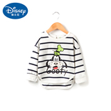 迪士尼童装 宝宝高飞T恤 男童条纹纯棉长袖上衣 儿童Disney打底衫