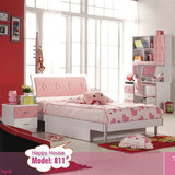 儿童床衣柜书桌青少年套房床头柜粉红色特价公主1.2卧房女孩三门