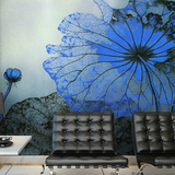 帝居大型壁画电视背景墙纸壁纸 中式花鸟 艺术荷花 卧室 客厅壁画