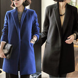 2015新款韩版女装春秋毛呢大衣外套直筒中长款羊毛呢子中年大妈