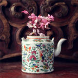 （已出）老物件 清代古董广彩花鸟壶花瓶花盆花器花瓶摆件 老瓷器