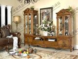 美式古典组合家具 地柜 欧式实木电视柜 玻璃双门装饰柜 高低酒柜
