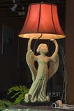 新古典创意仿古灯具中式灯 茶楼装饰品复古灯饰 石头立式人物台灯