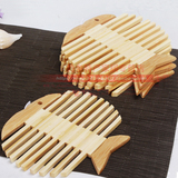 竹木质防烫锅垫 防滑日式用隔热桌面盘垫 碗垫餐垫高档圆鱼形菜垫