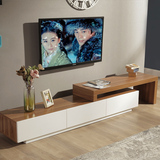 简约现代电视柜可伸缩 白色免漆地柜多功能电视柜组合套餐可定制