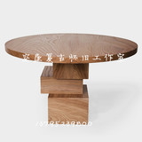 北欧实木家具 创意圆形餐桌设计师餐桌个性定制原木咖啡桌洽谈桌