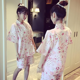 日式和服睡衣女春夏季韩版常规纯棉可爱樱花兔子系带加大码家居服