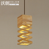 创意实木弹簧吊灯简约现代原木质宜家餐厅灯饰北欧艺术个性灯具