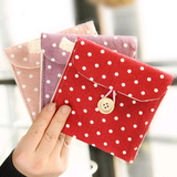 韩国创意森女系小清新波点棉麻卫生巾 卫生棉收纳包 零钱包化妆包
