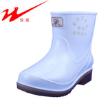 双星女卫生食品靴耐酸碱 中筒牛筋底防滑耐油白色雨靴 工厂防水鞋