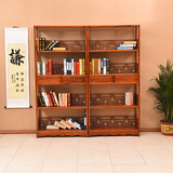 定做中式实木古典仿古家具榆木四层书架 书柜 中式茶叶架 展示架