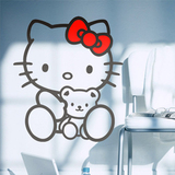 电视背景 hello kitty 抱小熊蝴蝶结浪漫儿童房公主房家饰墙贴纸
