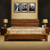 实木床1.8米双人婚床1.5 高箱储物床气压床黑胡桃木床现代中式