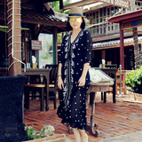 连衣裙夏印度泰国刺绣长裙子民族风棉麻复古大码绣花海边裙沙滩裙