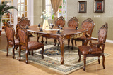 欧式餐桌椅组合新古典实木桌子豪华高档别墅家具美式皮椅子6人