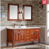 现代中式浴室柜组合欧尚实木欧式美式落地橡木卫浴柜脸盆洗漱台柜