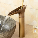 欧式全铜仿古卫浴浴室面盆台上水龙头冷热水单把单孔冷暖复古黄铜