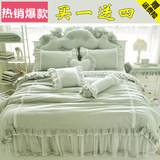 韩式清新春夏全棉蕾丝公主四件套床裙式1.8m床上用品纯棉家纺被套