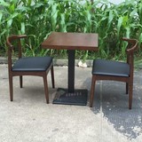 定制咖啡厅实木桌椅牛角椅实木奶茶甜品店西餐厅茶餐厅餐桌椅组合