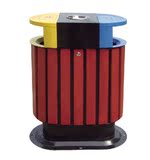 分类果皮箱 户外环保垃圾桶 双桶校园/广场/街道钢木果壳箱